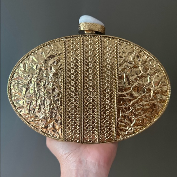 Gold and Pink Shell Clutch